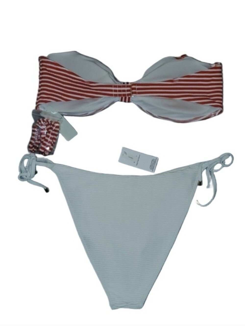 NWT Abercrombie & Fitch Striped Bikini Top with Solid White Bottom Size XL - Picture 2 of 12